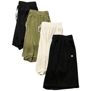 Bundle of 4 Neer Mens Lightweight Lounge Shorts in Black Olive Cream - XXL